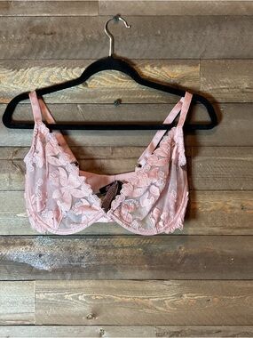 Victoria’s Secret Unlined Plunge Pink Lace Bra Women’s Size 36DDD
